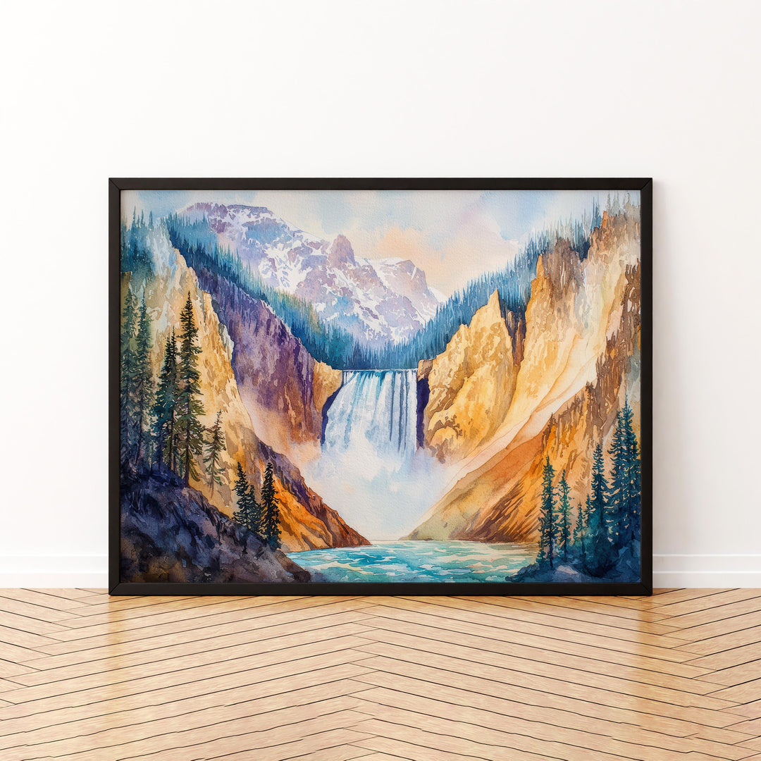 Yellowstone Watercolor Poster Landscape Wall Art Yellowstone Wall Hanging Home Décor Yellowstone Gift Art Lovers United States Wall Art
