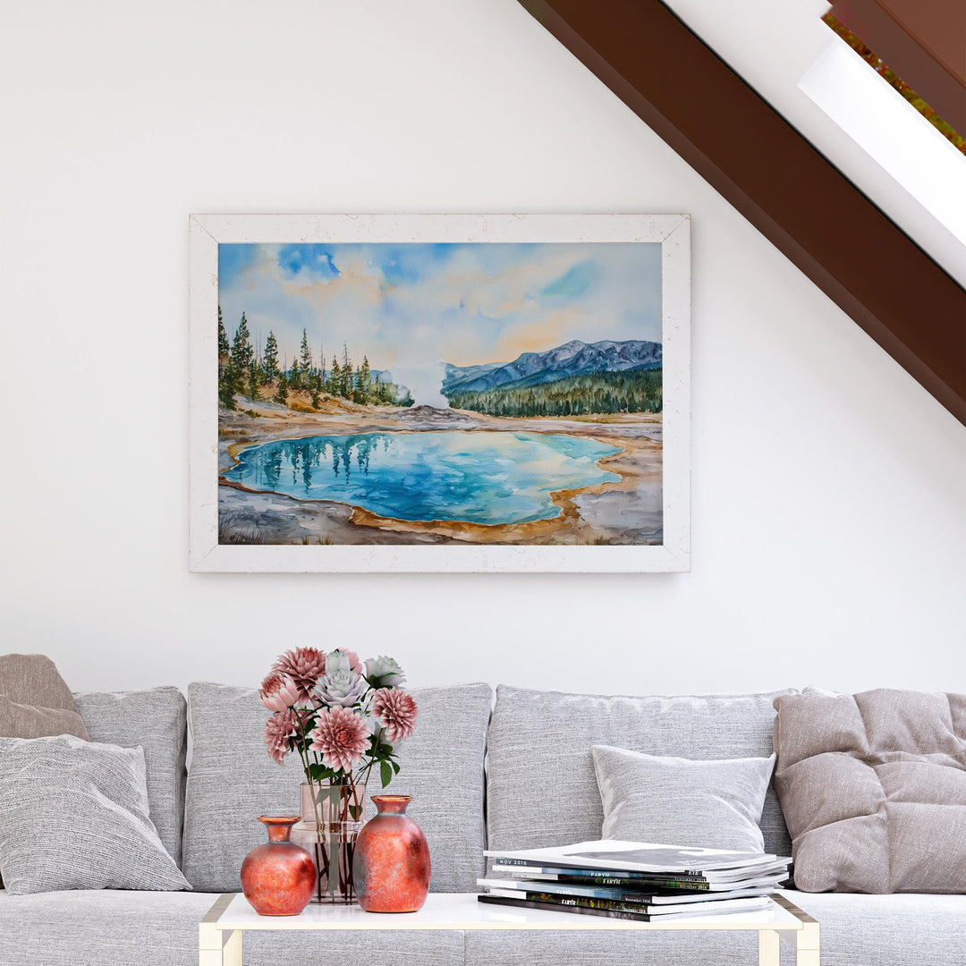 Yellowstone Watercolor Poster Landscape Wall Art Yellowstone Wall Hanging Home Décor Yellowstone Gift Art Lovers United States Wall Art