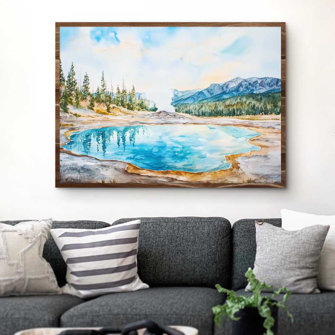 Yellowstone Watercolor Poster Landscape Wall Art Yellowstone Wall Hanging Home Décor Yellowstone Gift Art Lovers United States Wall Art