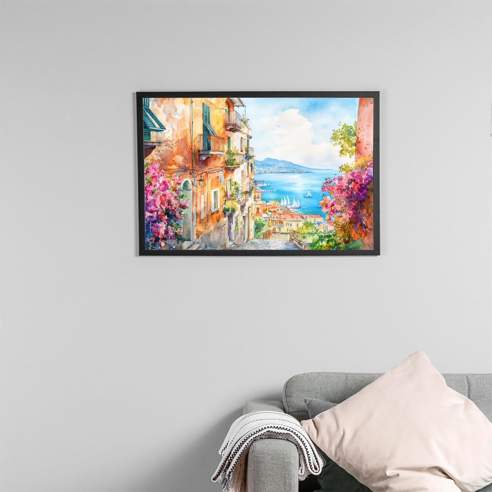 Naples Watercolor Poster Landscape Wall Art Naples Wall Hanging Home Décor Naples Gift Art Lovers Italy Wall Art
