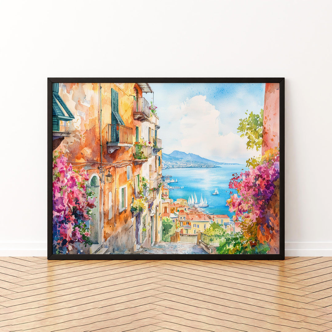 Naples Watercolor Poster Landscape Wall Art Naples Wall Hanging Home Décor Naples Gift Art Lovers Italy Wall Art