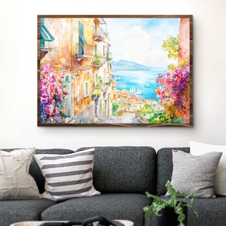 Naples Watercolor Poster Landscape Wall Art Naples Wall Hanging Home Décor Naples Gift Art Lovers Italy Wall Art