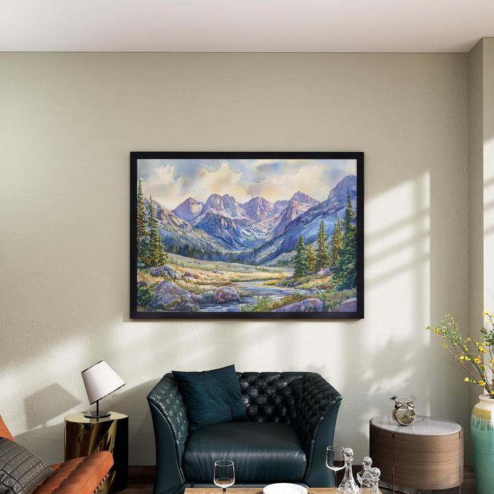 Rocky Mountain NP Watercolor Poster Landscape Wall Art Rocky Mountain NP Wall Hanging Home Décor Rocky Mountain NP Gift Art Lovers