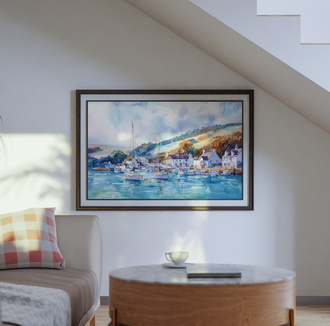 Salcombe Watercolor Poster Landscape Wall Art Salcombe Wall Hanging Home Décor Salcombe Gift Art Lovers United Kingdom Wall Art
