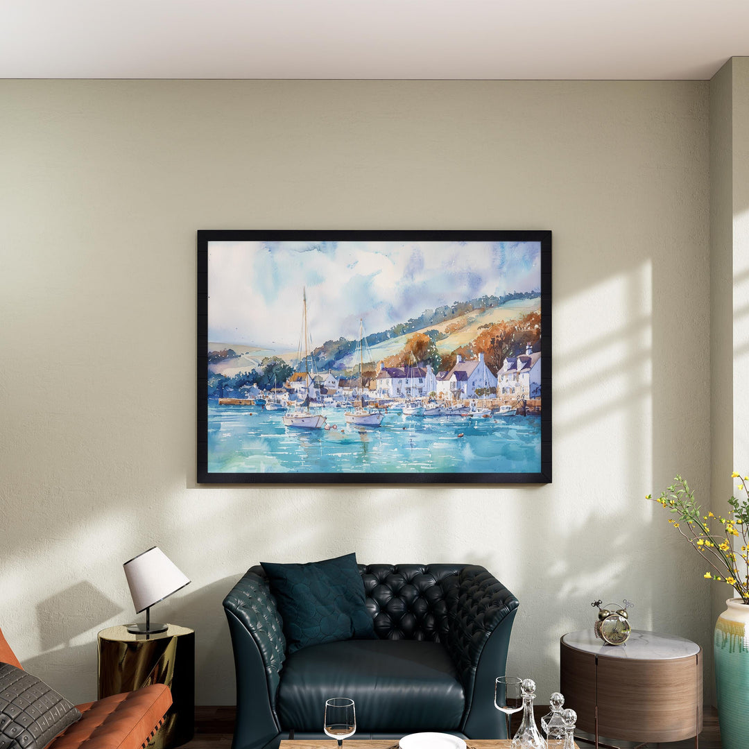 Salcombe Watercolor Poster Landscape Wall Art Salcombe Wall Hanging Home Décor Salcombe Gift Art Lovers United Kingdom Wall Art