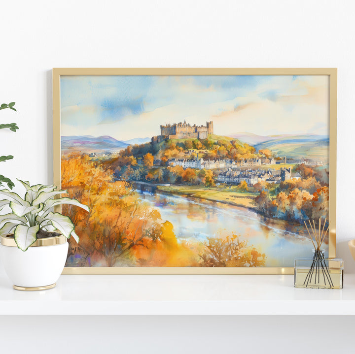 Stirling Watercolor Poster Landscape Wall Art Stirling Wall Hanging Home Décor Stirling Gift Art Lovers Scotland Wall Art