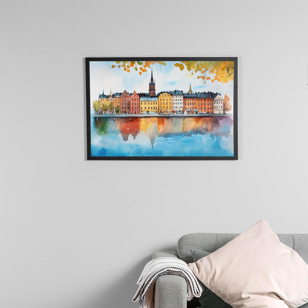 Stockholm Watercolor Poster Landscape Wall Art Stockholm Wall Hanging Home Décor Stockholm Gift Art Lovers Sweden Wall Art