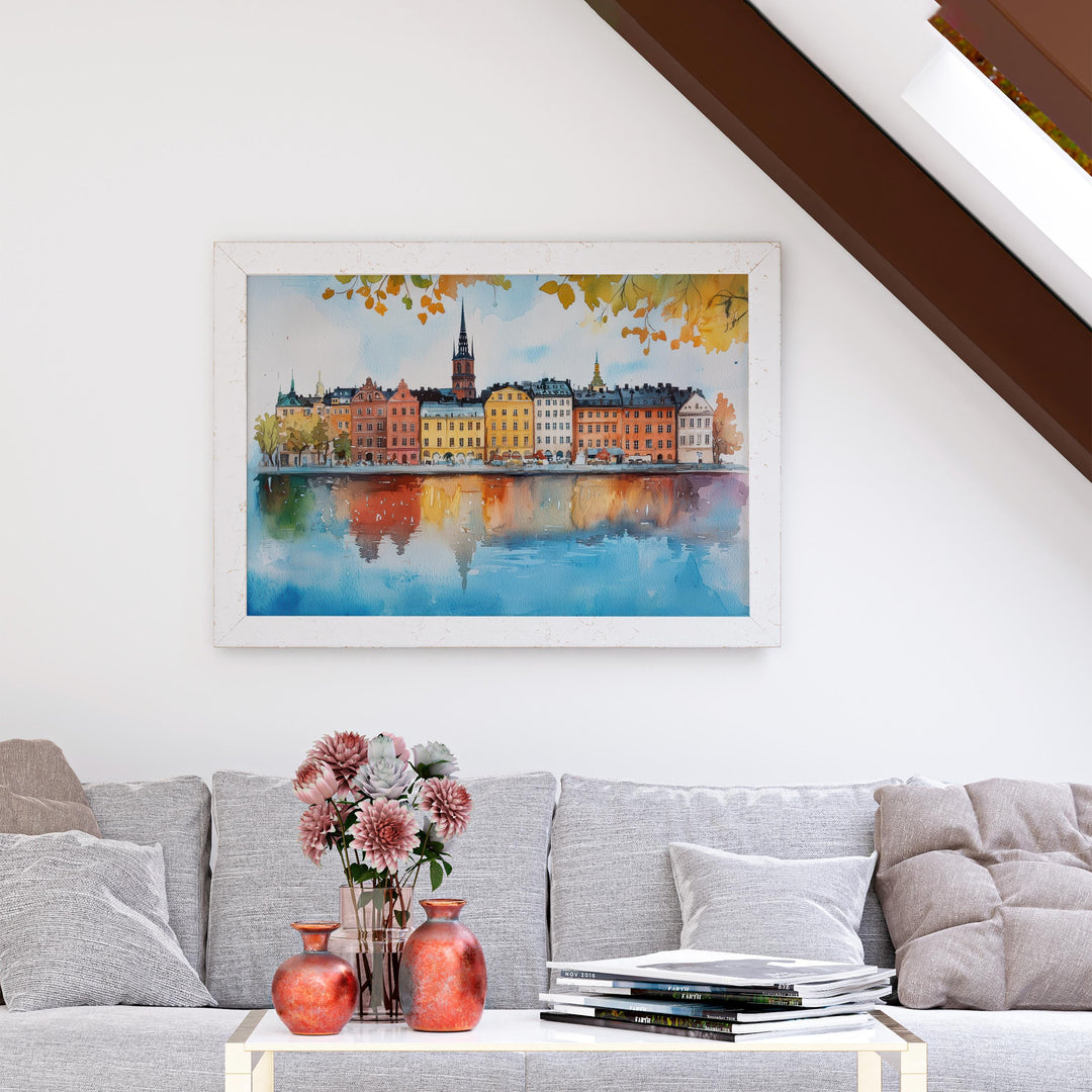 Stockholm Watercolor Poster Landscape Wall Art Stockholm Wall Hanging Home Décor Stockholm Gift Art Lovers Sweden Wall Art