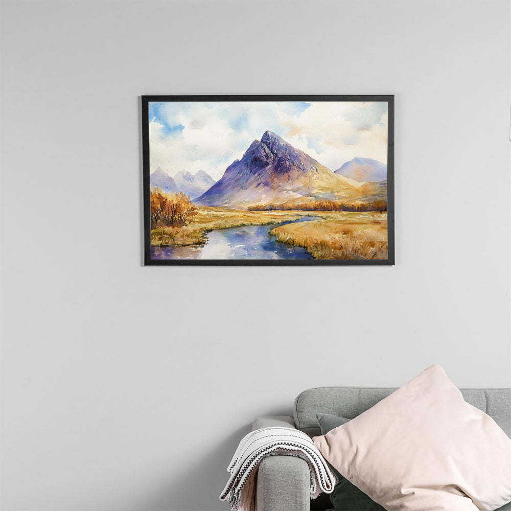 Glencoe Watercolor Poster Landscape Wall Art Glencoe Wall Hanging Home Décor Glencoe Gift Art Lovers Scotland Wall Art