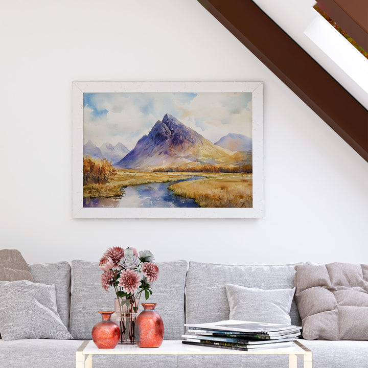 Glencoe Watercolor Poster Landscape Wall Art Glencoe Wall Hanging Home Décor Glencoe Gift Art Lovers Scotland Wall Art