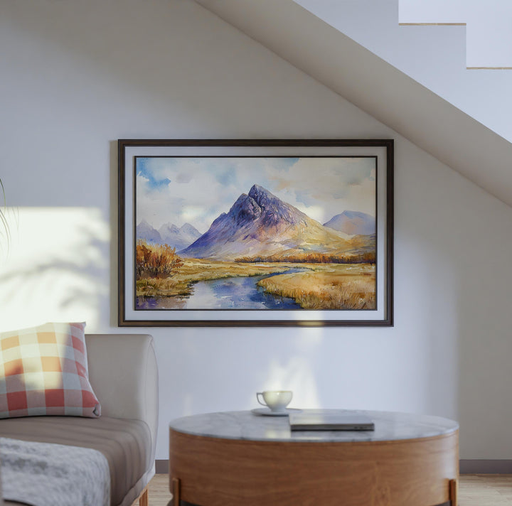 Glencoe Watercolor Poster Landscape Wall Art Glencoe Wall Hanging Home Décor Glencoe Gift Art Lovers Scotland Wall Art
