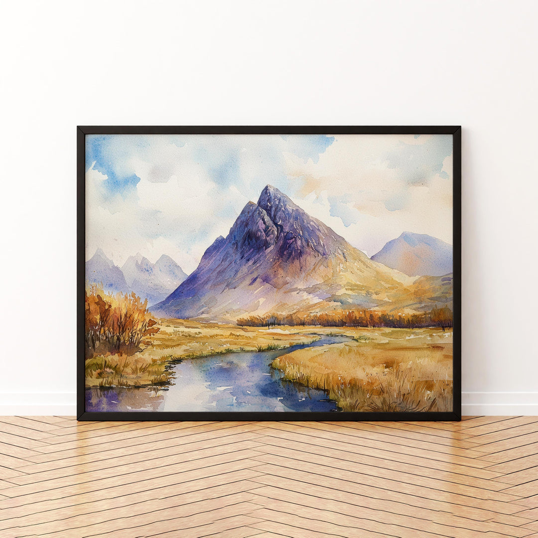 Glencoe Watercolor Poster Landscape Wall Art Glencoe Wall Hanging Home Décor Glencoe Gift Art Lovers Scotland Wall Art