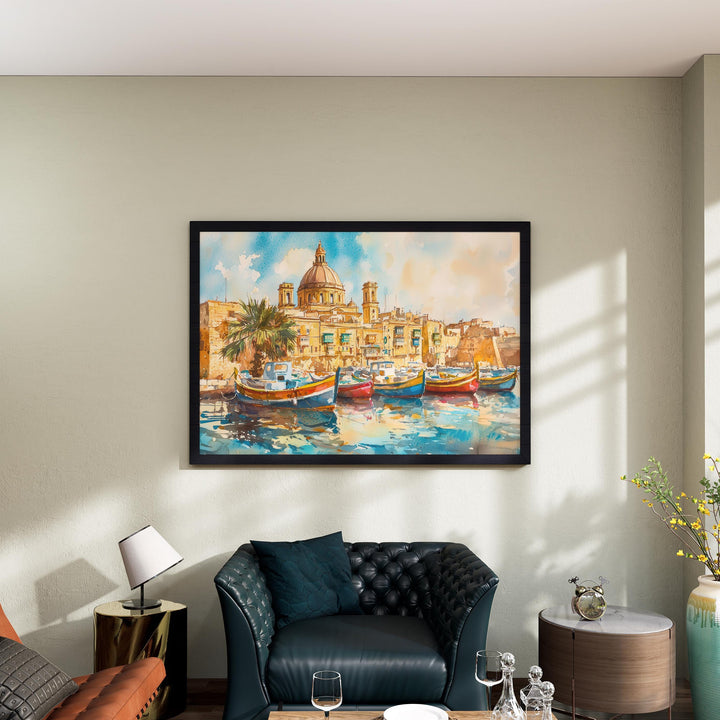 Malta Watercolor Poster Landscape Wall Art Malta Wall Hanging Home Décor Malta Gift Art Lovers Malta Wall Art