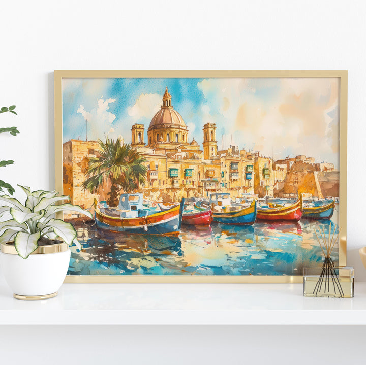 Malta Watercolor Poster Landscape Wall Art Malta Wall Hanging Home Décor Malta Gift Art Lovers Malta Wall Art