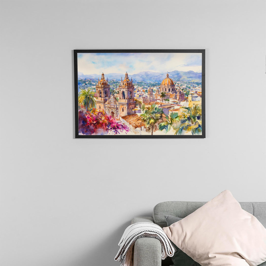 Mexico City Watercolor Poster Landscape Wall Art Mexico City Wall Hanging Home Décor Mexico City Gift Art Lovers Mexico Wall Art