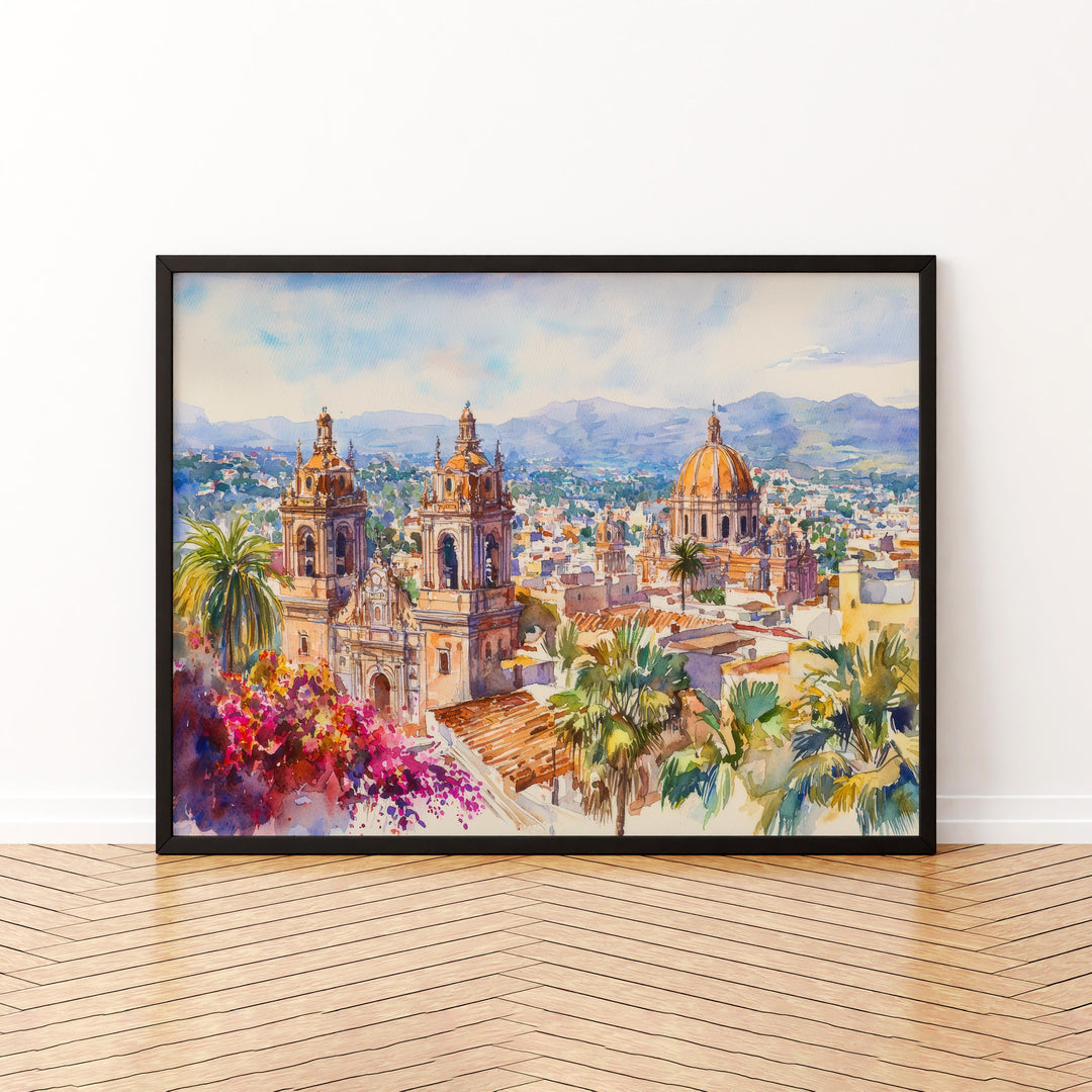 Mexico City Watercolor Poster Landscape Wall Art Mexico City Wall Hanging Home Décor Mexico City Gift Art Lovers Mexico Wall Art