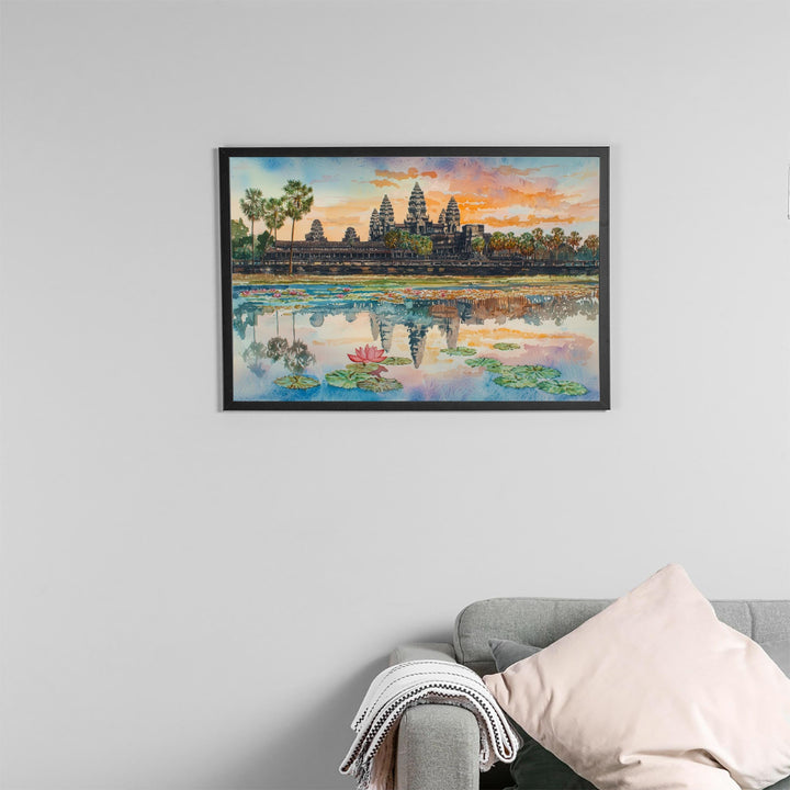 Angkor Wat Watercolor Poster Landscape Wall Art Angkor Wat Wall Hanging Home Décor Angkor Wat Gift Art Lovers Cambodia Wall Art