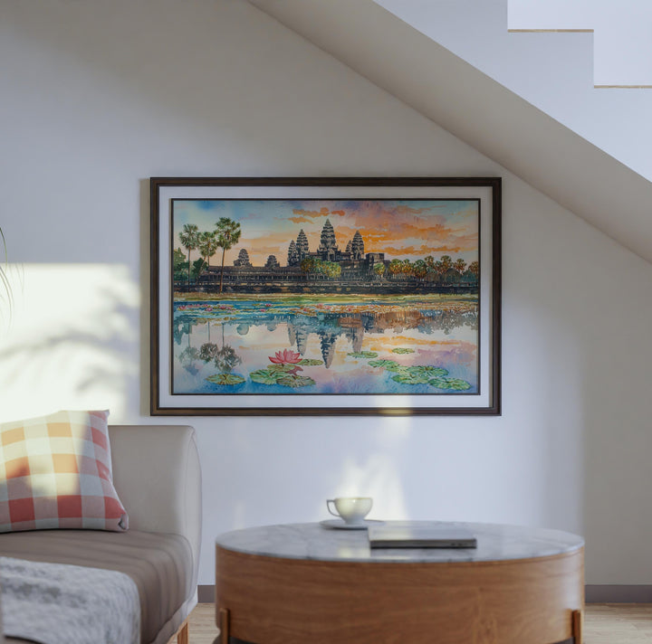Angkor Wat Watercolor Poster Landscape Wall Art Angkor Wat Wall Hanging Home Décor Angkor Wat Gift Art Lovers Cambodia Wall Art