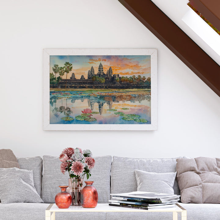 Angkor Wat Watercolor Poster Landscape Wall Art Angkor Wat Wall Hanging Home Décor Angkor Wat Gift Art Lovers Cambodia Wall Art