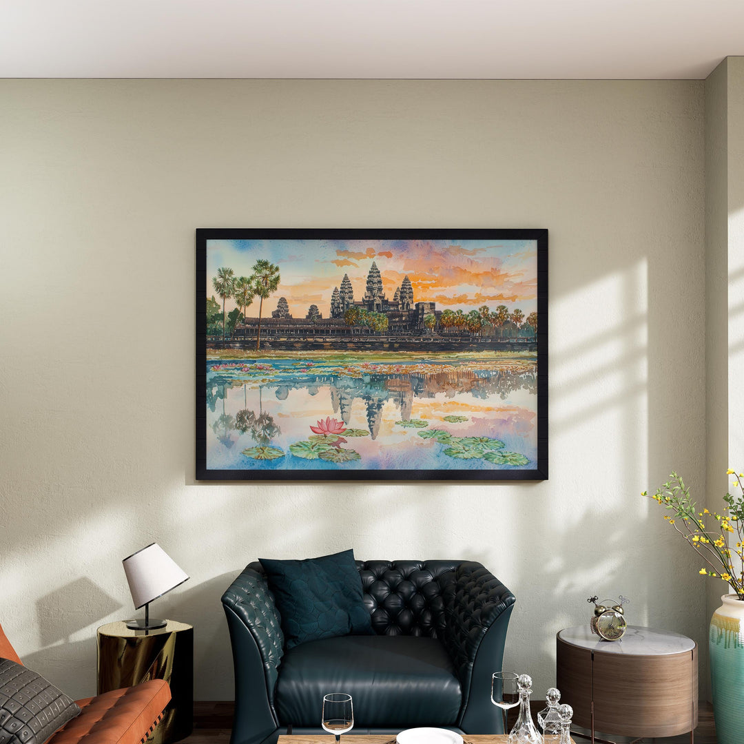 Angkor Wat Watercolor Poster Landscape Wall Art Angkor Wat Wall Hanging Home Décor Angkor Wat Gift Art Lovers Cambodia Wall Art