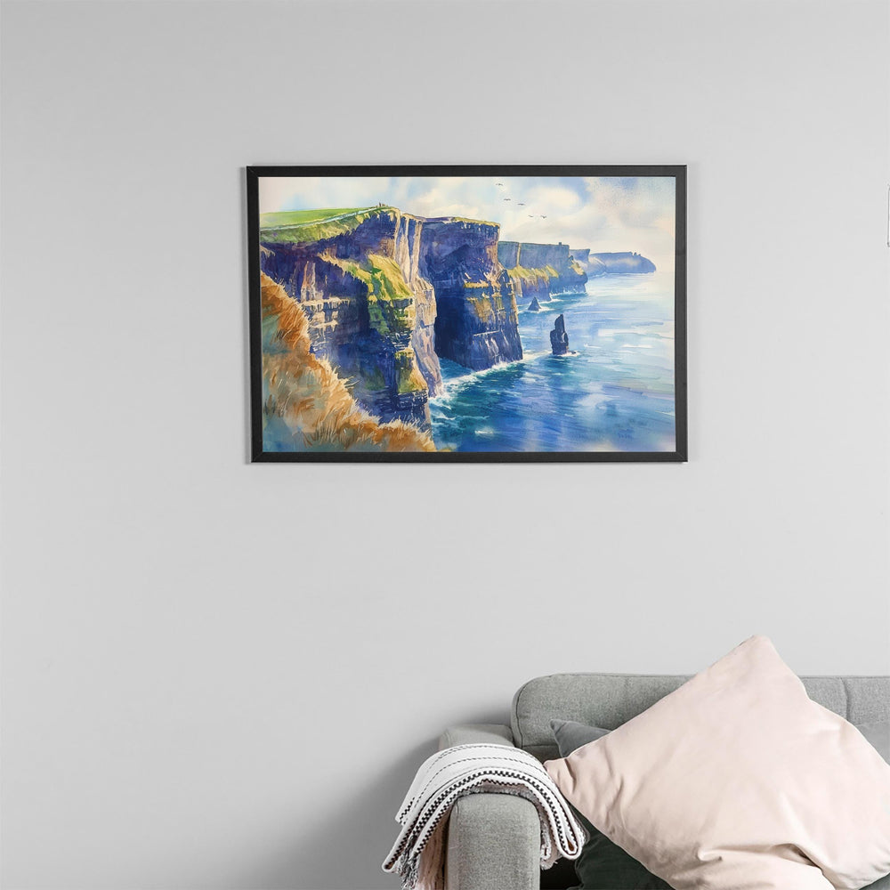 Cliffs of Moher Watercolor Poster Landscape Wall Art Cliffs of Moher Wall Hanging Home Décor Cliffs of Moher Gift Art Lovers Ireland Art