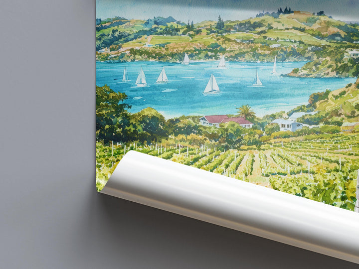 Waiheke Island New Zealand Watercolor Poster Wall Art Waiheke Wall Hanging Home Décor Waiheke Gift Art Lovers New Zealand Art Lover
