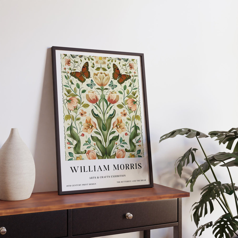 William Morris Butterfly & Flowers Poster Vintage Botanical Wall Art Classic Floral Print Elegant Nature Decor Timeless Artwork for Home
