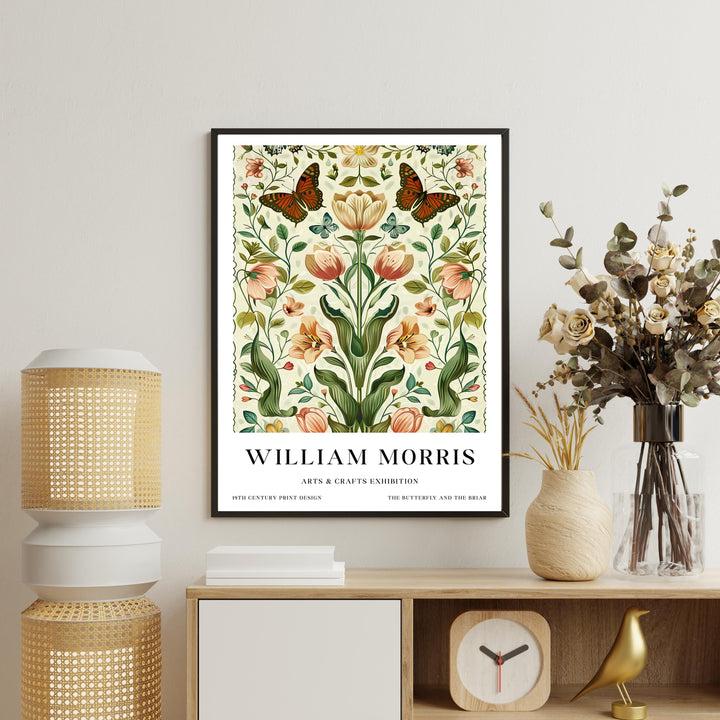 William Morris Butterfly & Flowers Poster Vintage Botanical Wall Art Classic Floral Print Elegant Nature Decor Timeless Artwork for Home