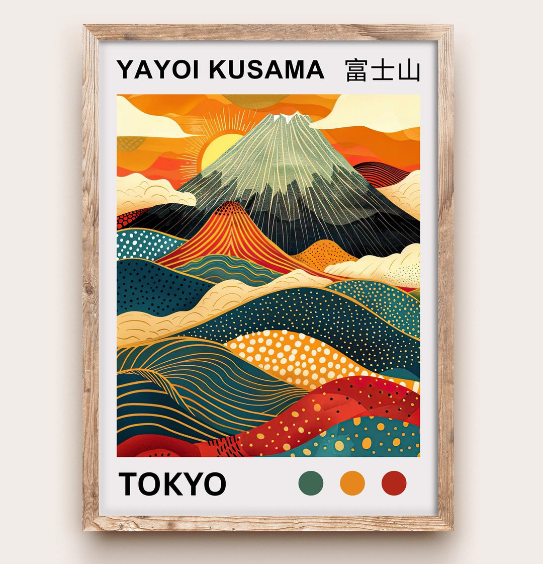 Yayoi Kusama Mount Fuji Poster Japanese Pop Art Print Modern Abstract Landscape Polka Dot Mountain Wall Decor Contemporary Home Artwork
