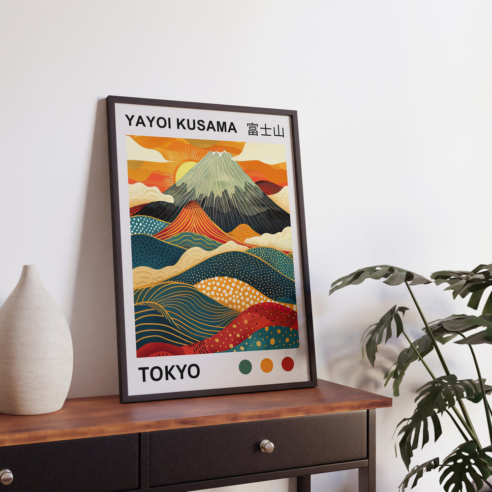 Yayoi Kusama Mount Fuji Poster Japanese Pop Art Print Modern Abstract Landscape Polka Dot Mountain Wall Decor Contemporary Home Artwork