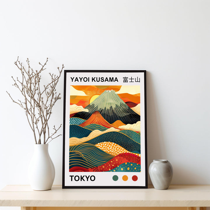 Yayoi Kusama Mount Fuji Poster Japanese Pop Art Print Modern Abstract Landscape Polka Dot Mountain Wall Decor Contemporary Home Artwork