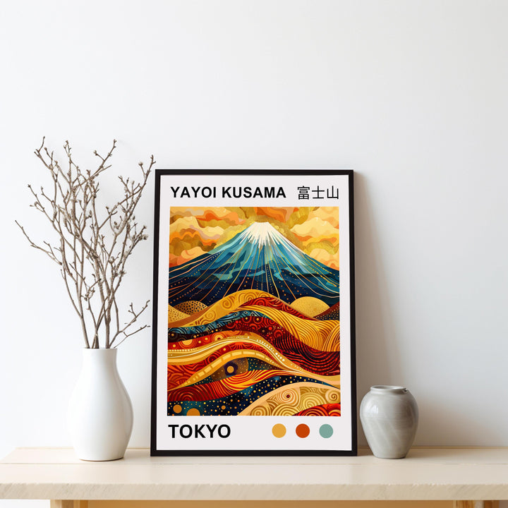 Yayoi Kusama Mount Fuji Poster Japanese Pop Art Print Modern Abstract Landscape Polka Dot Mountain Wall Decor Contemporary Home Artwork