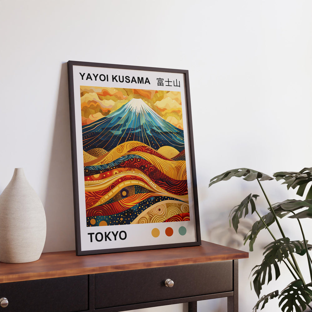 Yayoi Kusama Mount Fuji Poster Japanese Pop Art Print Modern Abstract Landscape Polka Dot Mountain Wall Decor Contemporary Home Artwork