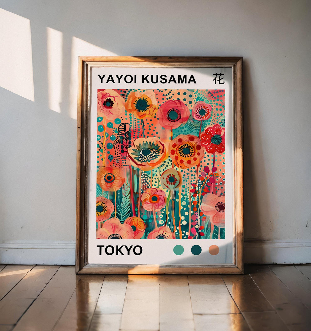 Yayoi Kusama Flower Poster Modern Pop Art Print Japanese Abstract Floral Design Polka Dot Botanical Wall Decor for Contemporary Homes