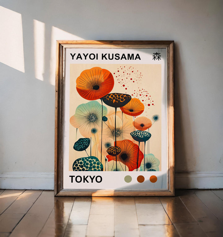 Yayoi Kusama Flower Poster Modern Pop Art Print Japanese Abstract Floral Design Polka Dot Botanical Wall Decor for Contemporary Homes