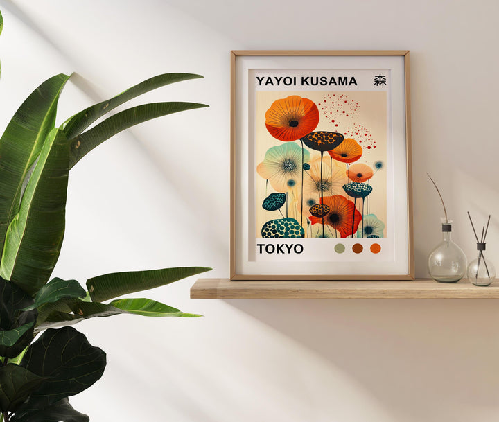 Yayoi Kusama Flower Poster Modern Pop Art Print Japanese Abstract Floral Design Polka Dot Botanical Wall Decor for Contemporary Homes