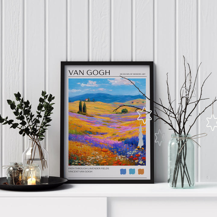 Vincent van Gogh Lavender Fields Poster Impressionist Landscape Print Provence Art Purple Flower Painting for Classic Home Decor