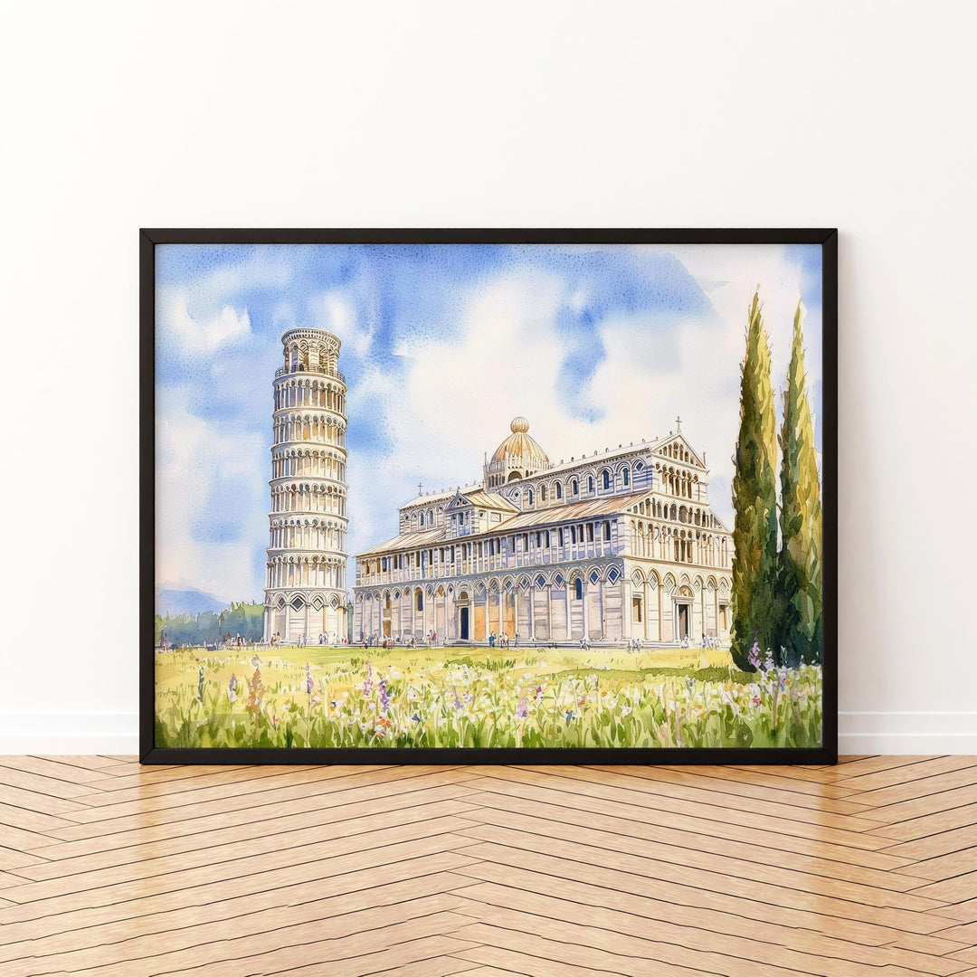Pisa Watercolor Poster Landscape Wall Art Pisa Wall Hanging Home Décor Pisa Gift Art Lovers Italy Wall Art
