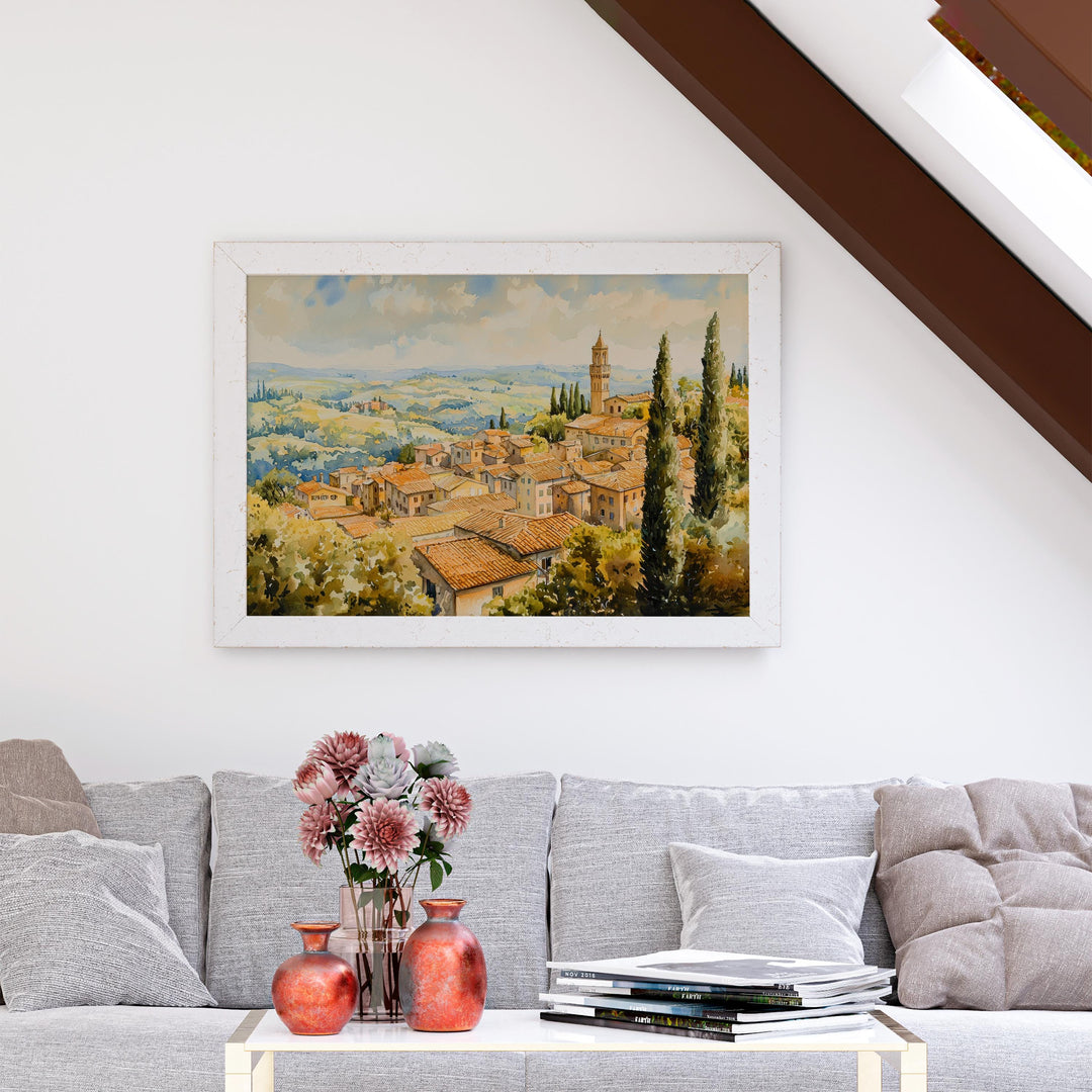 Orvieto Watercolor Poster Landscape Wall Art Orvieto Wall Hanging Home Décor Orvieto Gift Art Lovers Italy Wall Art