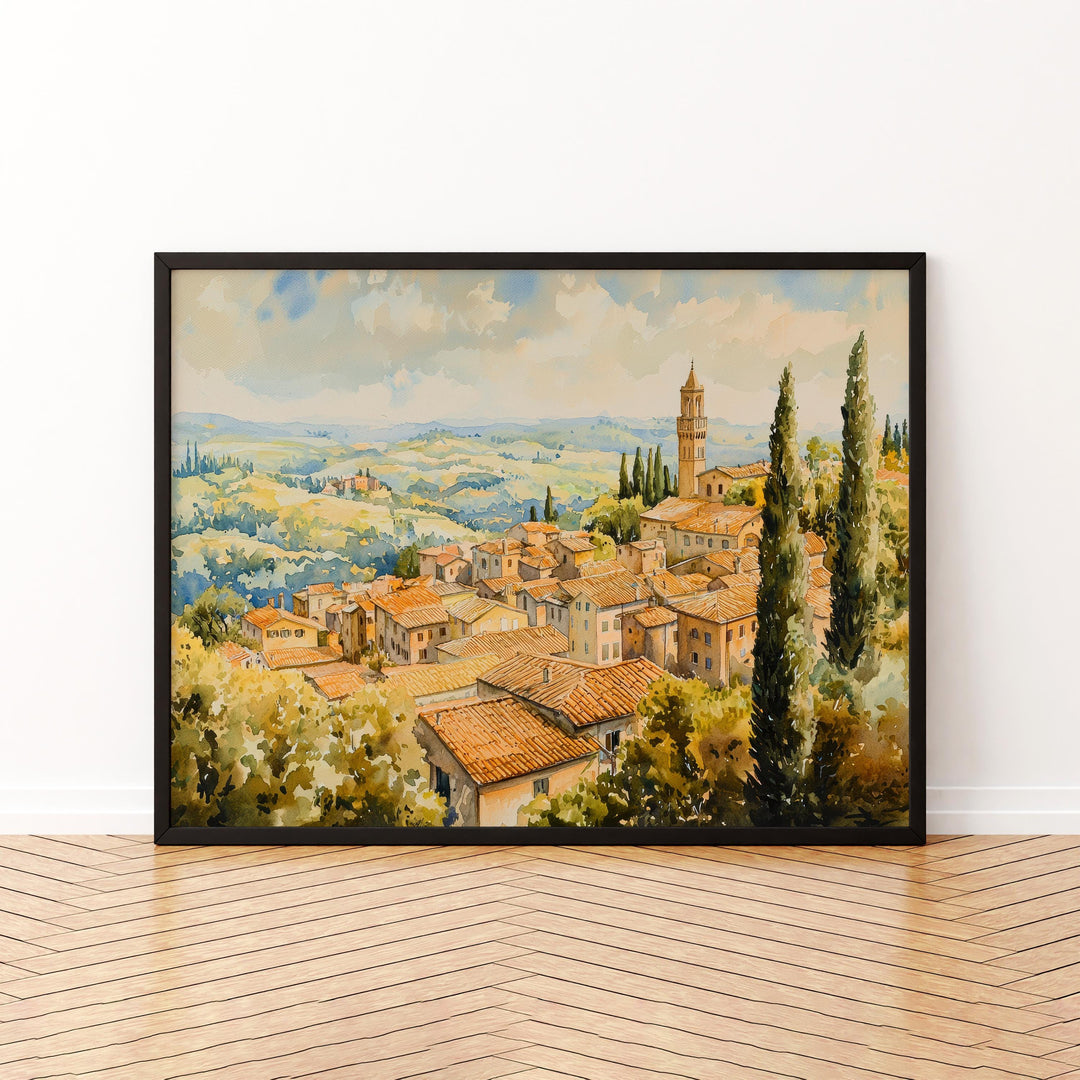 Orvieto Watercolor Poster Landscape Wall Art Orvieto Wall Hanging Home Décor Orvieto Gift Art Lovers Italy Wall Art