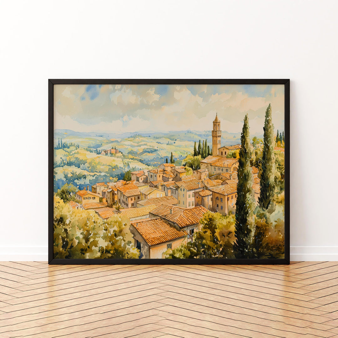 Orvieto Watercolor Poster Landscape Wall Art Orvieto Wall Hanging Home Décor Orvieto Gift Art Lovers Italy Wall Art