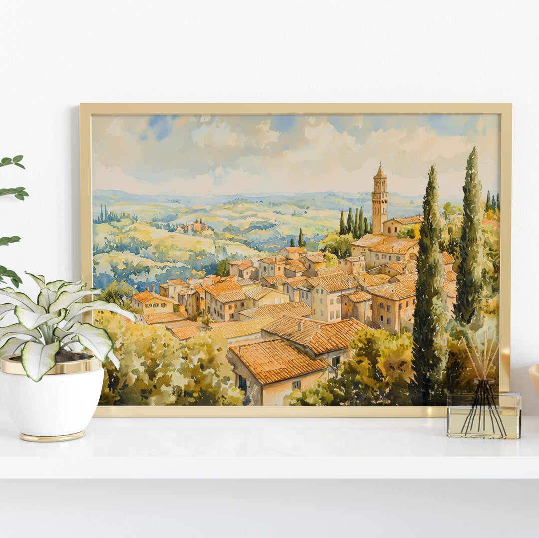 Orvieto Watercolor Poster Landscape Wall Art Orvieto Wall Hanging Home Décor Orvieto Gift Art Lovers Italy Wall Art