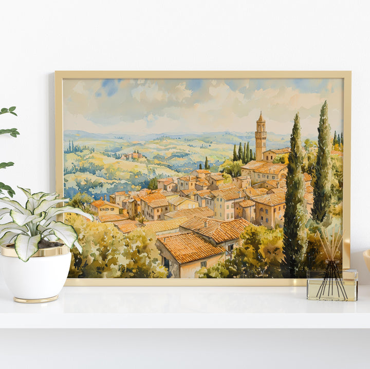 Orvieto Watercolor Poster Landscape Wall Art Orvieto Wall Hanging Home Décor Orvieto Gift Art Lovers Italy Wall Art