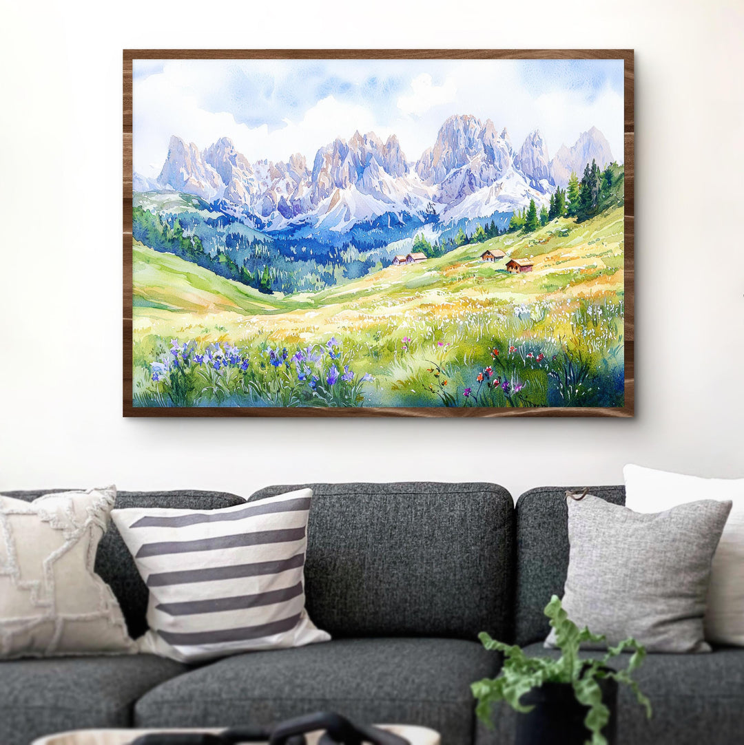 Dolomites Watercolor Poster Landscape Wall Art Dolomites Wall Hanging Home Décor Dolomites Gift Art Lovers Italy Wall Art