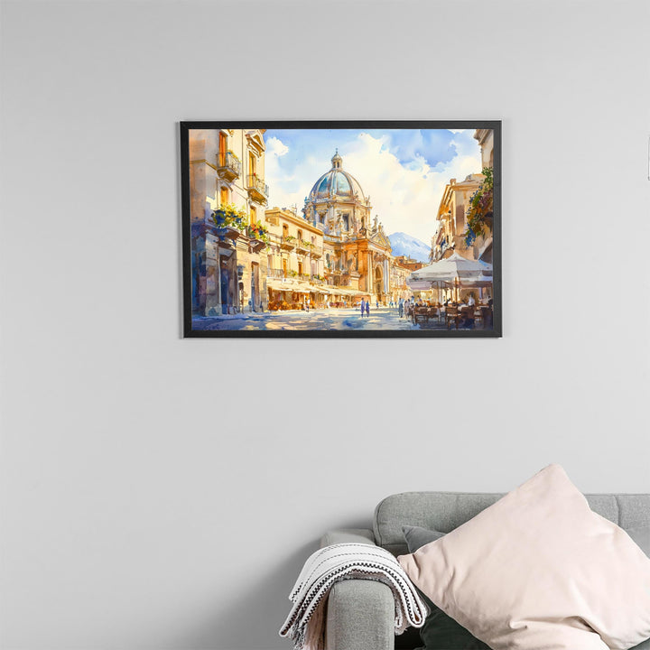 Catania Watercolor Poster Landscape Wall Art Catania Wall Hanging Home Décor Catania Gift Art Lovers Italy Wall Art