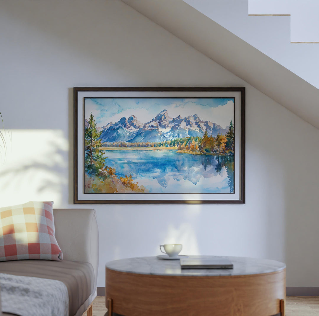 Grand Teton NP Watercolor Poster Landscape Wall Art Grand Teton NP Wall Hanging Home Décor Grand Teton NP Gift Art Lovers United States