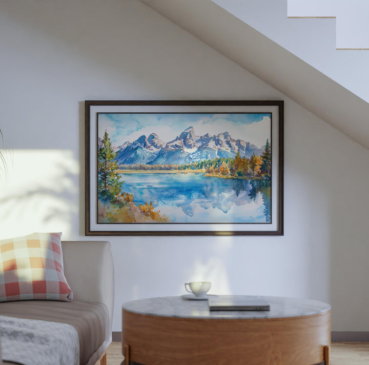 Grand Teton NP Watercolor Poster Landscape Wall Art Grand Teton NP Wall Hanging Home Décor Grand Teton NP Gift Art Lovers United States