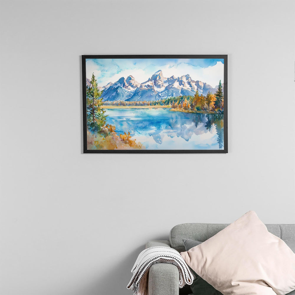 Grand Teton NP Watercolor Poster Landscape Wall Art Grand Teton NP Wall Hanging Home Décor Grand Teton NP Gift Art Lovers United States