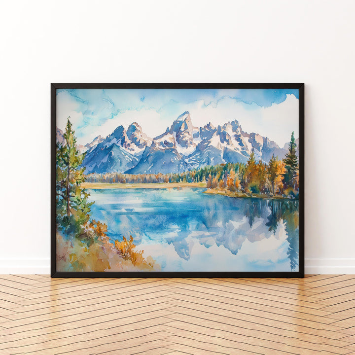 Grand Teton NP Watercolor Poster Landscape Wall Art Grand Teton NP Wall Hanging Home Décor Grand Teton NP Gift Art Lovers United States