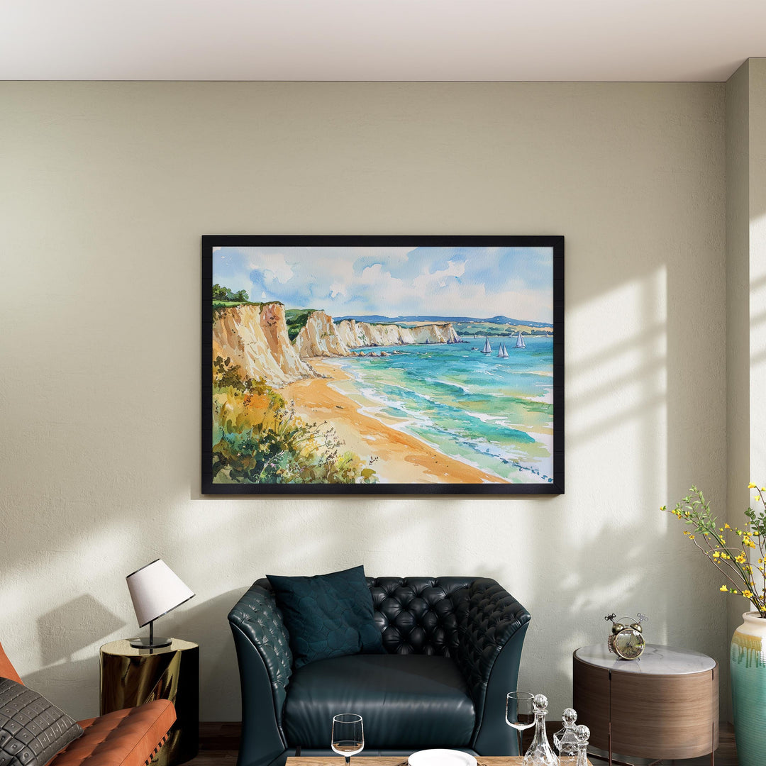 Isle of Wight Watercolor Poster Landscape Wall Art Isle of Wight Wall Hanging Home Décor Isle of Wight Gift Art Lovers United Kingdom